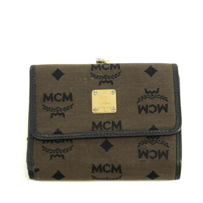 MCM Brown Canvas Kisslock Wallet #3937 by Bolt Boutique