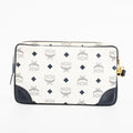 MCM Ivory x Navy Monogram Visetos Pattern Leather Clutch Bag #1880 by Bolt Boutique