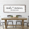Meals And Memories Are Made Here Sign by Tailored Canvases