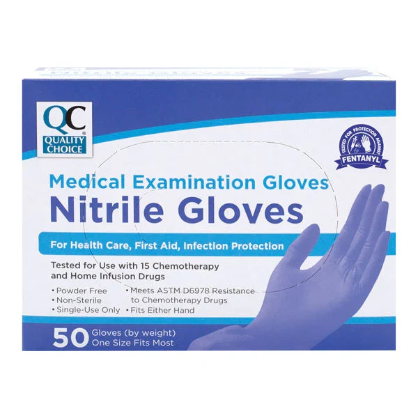 Gloves - Nitrile Exam Gloves Latex Free OSFM, 50 ct, QC98724 by Pasteur Pharmacy