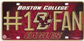 Boston College Eagles Metal Tag License Plate, #1 Fan Design, 12x6 Inch, Officially Licensed