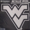 West Virginia University Mountaineers 12 Inch Decal Sticker, Metallic Chrome Shimmer Design