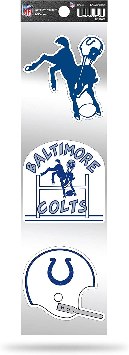 Indianapolis Colts NFL 3-Piece Retro Spirit Decals, Team Color, Size of individual decals will vary by Fielders Choice