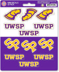 University of Wisconsin Stevens Point Pointers 12-Piece Mini Decal Sticker Set, 5x6 Inch Sheet, Gift for football fans for any hard surfaces around home, automotive, personal items by Fielders Choice