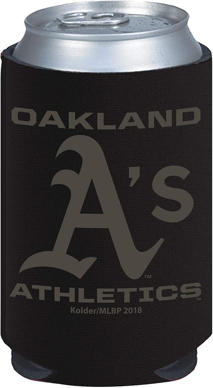 Oakland Athletics A's 2-Pack Tonal Black Design 12oz CAN Neoprene Beverage Insulator Holder Cooler Baseball