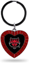 Arkansas State Red Wolves NCAA Rhinestone Heart Colored Keychain, Red, 3-inches in length