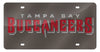 Tampa Bay Buccaneers Premium Laser Cut Tag License Plate, Pewter Mirrored Acrylic Inlaid, 12x6 Inch