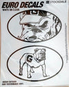 University of Georgia Bulldogs 2-Piece White and Clear Euro Decal Sticker Set, 4x2.5 Inch Each