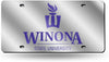 Winona State university Warriors Premium Laser Cut Tag License Plate, Mirrored Acrylic Inlaid, 12x6 Inch
