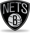 Brooklyn Nets Silver Chrome Color Auto Emblem, Raised Molded Plastic, 3.5 Inch, Adhesive Tape Backing