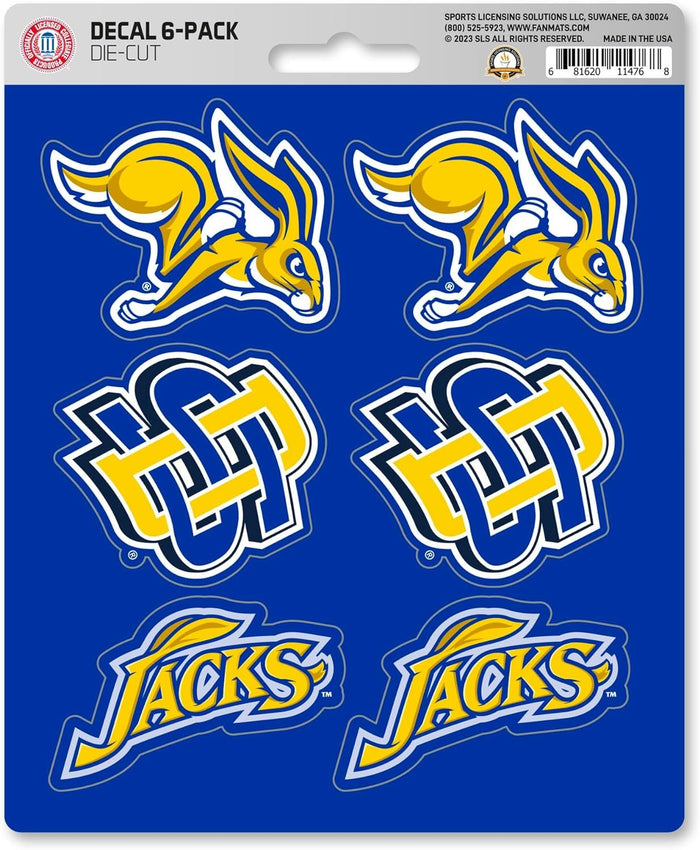 South Dakota State University Jackrabbits 6-Piece Decal Sticker Set, 5x6 Inch Sheet, Gift for football fans for any hard surfaces around home, automotive, personal items by Fielders Choice