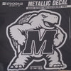 University of Maryland Terrapins 12 Inch Decal Sticker, Metallic Chrome Shimmer Design