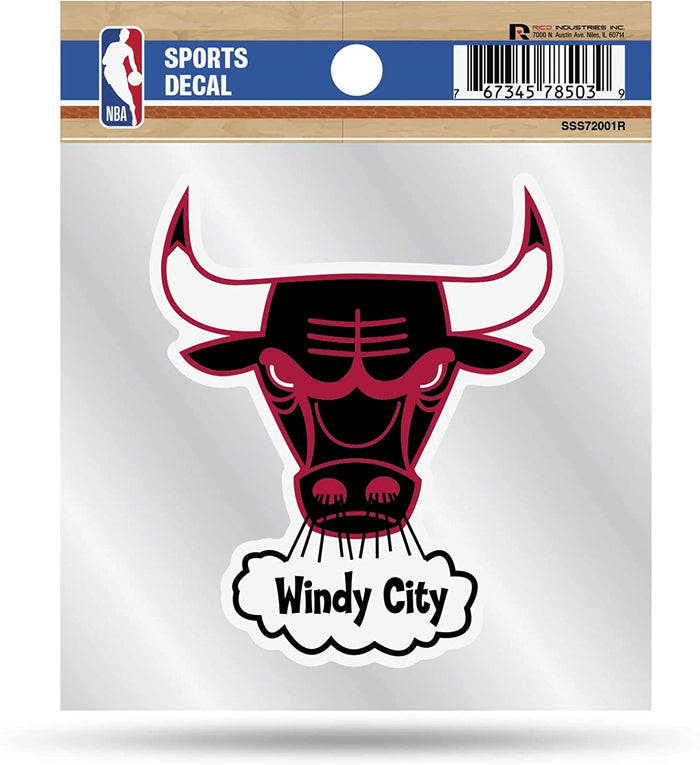 Chicago Bulls 4x4 Inch Die Cut Decal Sticker, Retro Logo, Clear Backing