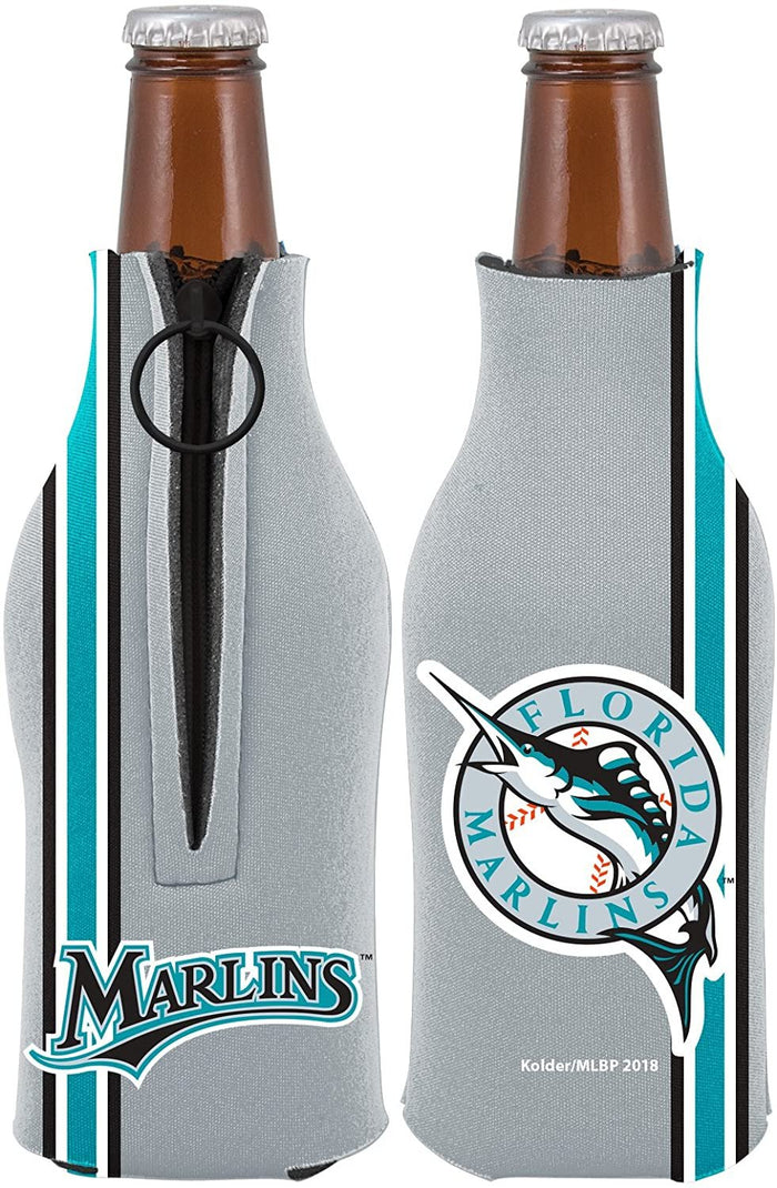 Miami Marlins 2-Pack Zipper Bottle Retro Throwback Beverage Insulator Neoprene Holder Cooler Baseball