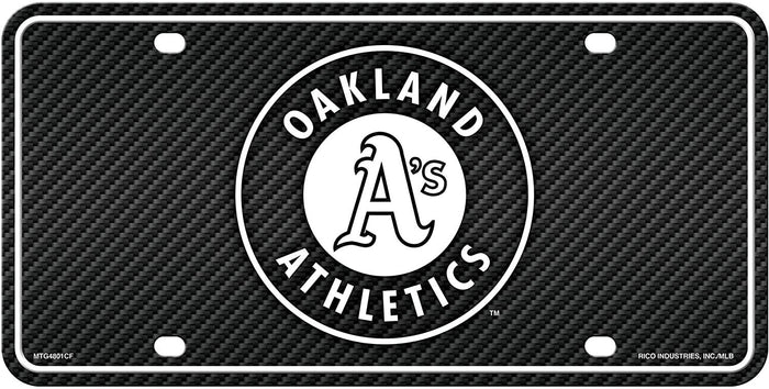 Oakland Athletics A's Metal Tag License Plate, Carbon Fiber Design, 6x12 Inch
