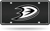 Anaheim Ducks Metal License Plate Auto Tag, Carbon Fiber Design, 6x12 Inch