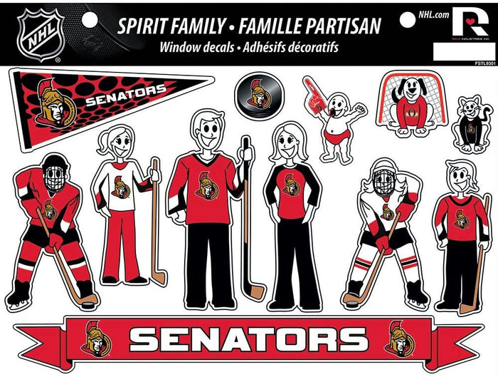 Ottawa Senators Family Decals Sticker Sheet, 8x11 Inch