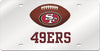 San Francisco 49ers Premium Laser Cut Tag License Plate, Football, Mirrored Acrylic Inlaid, 12x6 Inch