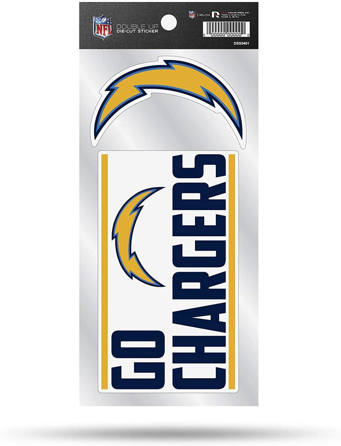 Los Angeles  Chargers Double Up Die Cut 2-Piece Sticker Sheet, 4x9 Inch Sheet