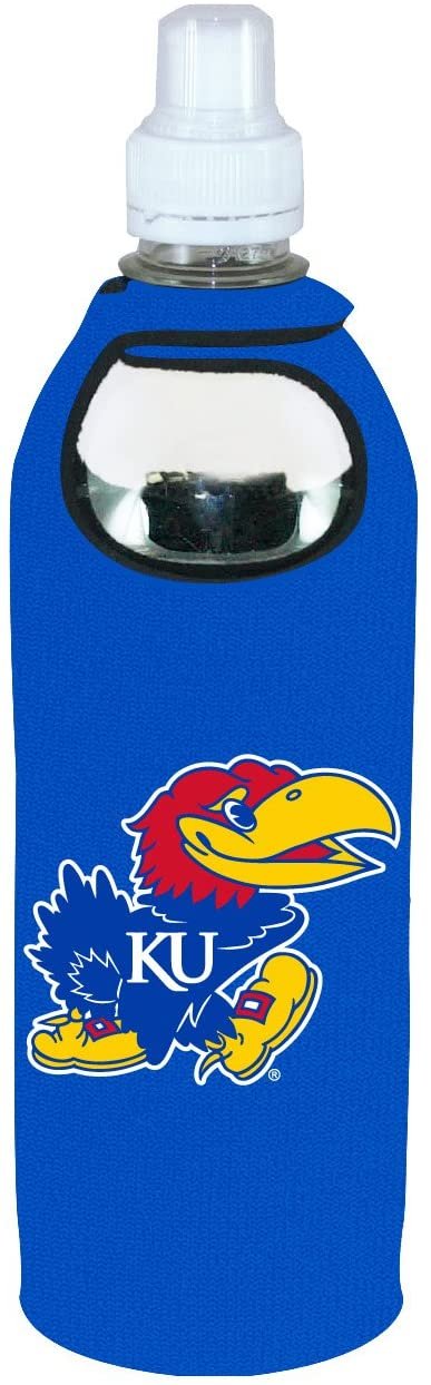 Kansas Jayhawks 1/2 Liter Water Bottle Neoprene Beverage Insulator Holder Cooler with Clip University of