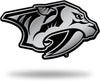 Nashville Predators Auto Emblem, Silver Chrome Color, Raised Molded Plastic, 3.5 Inch, Adhesive Tape Backing