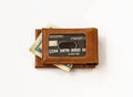 Baylor University Bears Premium Brown Leather Wallet, Front Pocket Magnetic Money Clip, Laser Engraved, Vegan