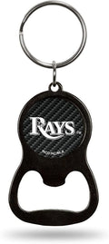 Tampa Bay Rays Metal Keychain Bottle Opener, Carbon Fiber Design