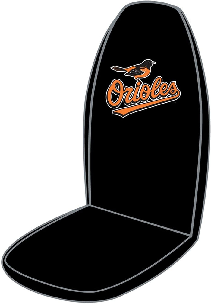 Baltimore Orioles Premium Embroidered Black Auto Bucket Seat Cover, 48x20 Inch, Elastic