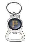Pittsburgh Pirates Premium Solid Metal Bottle Opener Keychain, Silver Key Ring, Team Logo
