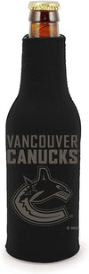 Vancouver Canucks Pair of 16oz Drink Zipper Bottle Cooler Insulated Neoprene Beverage Holder, Black Tonal Design