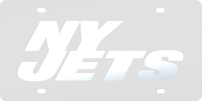 New York Jets Premium Laser Cut Tag License Plate, Mirrored Acrylic, Frost Design, 6x12 Inch