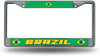 Brazil World Cup National Soccer Team Chrome Metal License Plate Frame Tag Cover, 6x12 Inch