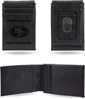 San Francisco 49ers Premium Black Leather Wallet, Front Pocket Magnetic Money Clip, Laser Engraved, Vegan