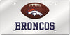 Denver Broncos Premium Laser Cut Tag Acrylic Inlaid License Plate, Football Cutout Design, 6x12 Inch