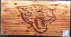 Jacksonville Jaguars Premium Laser Cut Tag License Plate, Woodgrain Design, Mirrored Acrylic Inlaid, 6x12 Inch
