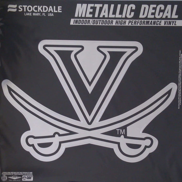 University of Virginia Cavaliers 6 Inch Decal Sticker, Metallic Chrome Shimmer Design