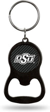 Oklahoma State University Cowboys Premium Solid Metal Keychain Bottle Opener, Carbon Fiber Design