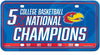 Kansas Jayhawks 5X Time Champions Carbon Fiber Metal License Plate 6x12 Inch