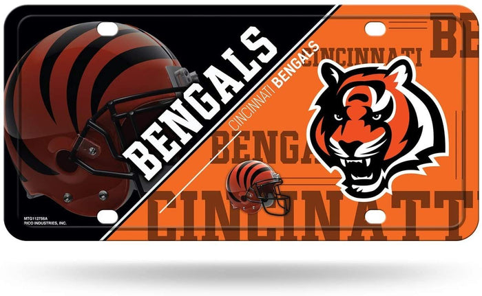 Cincinnati Bengals Metal Auto Tag License Plate, Split Design, 6x12 Inch
