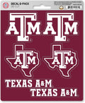 Texas A&M University Aggies 6-Piece Decal Sticker Set, 5x6 Inch Sheet, Gift for football fans for any hard surfaces around home, automotive, personal items by Fielders Choice