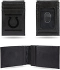 Indianapolis Colts Premium Black Leather Wallet, Front Pocket Magnetic Money Clip, Laser Engraved, Vegan