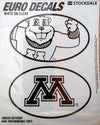 University of Minnesota Golden Gophers 2-Piece White and Clear Euro Decal Sticker Set, 4x2.5 Inch Each