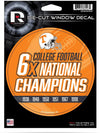 Tennessee Volunteers 5" Decal Sticker 6X Time Champions Flat Vinyl Auto Emblem College Football University of