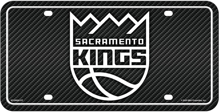 Sacramento Kings Metal Auto Tag License Plate, Carbon Fiber Design, 6x12 Inch