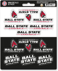 Ball State University Cardinals 12-Piece Mini Decal Sticker Set, 5x6 Inch Sheet, Gift for football fans for any hard surfaces around home, automotive, personal items by Fielders Choice