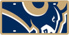 Los Angeles Rams Laser Tag License Plate, Mega Logo, Mirrored Acrylic, 6x12 Inch