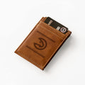 Atlanta Hawks Premium Brown Leather Wallet, Front Pocket Magnetic Money Clip, Laser Engraved, Vegan