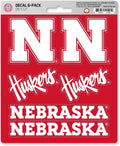 University of Nebraska Cornhuskers 6-Piece Decal Sticker Set, 5x6 Inch Sheet, Gift for football fans for any hard surfaces around home, automotive, personal items by Fielders Choice
