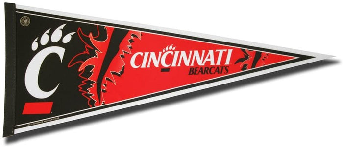 University of Cincinnati Bearcats Soft Felt Pennant, Primary Design, 12x30 Inch, Easy To Hang