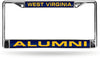 West Virginia University Mountaineers Alumni Chrome Metal License Plate Frame Tag Cover, Laser Mirrored Inserts, 12x6 Inch